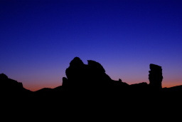 ... and the silhouette of these rocks against the beautiful colors of dusk.