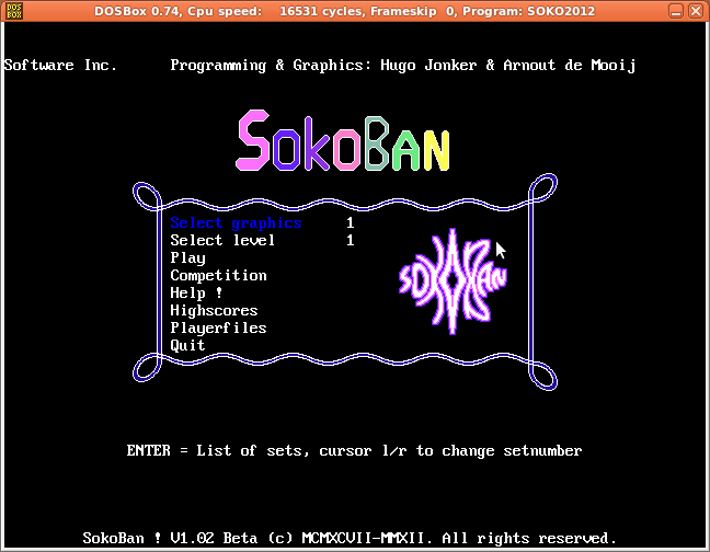 Sokoban menu