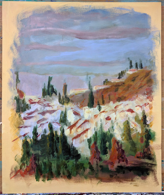 View of Granada from the Palacio de Generalife, work in progress after 2 sessions