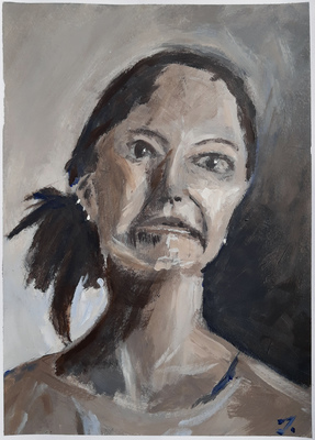 Female Model Portrait in Acrylic Paint