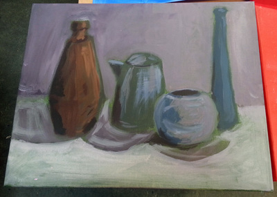 Still Life in Shades of Grey, work in progress after half session