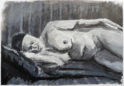 Lying Nude in Black & White