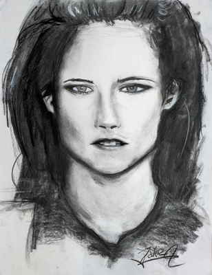 Female Portrait in Charcoal (Kristen Stewart)