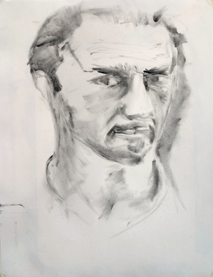 Male Portrait in Charcoal (James McAvoy), work in progress