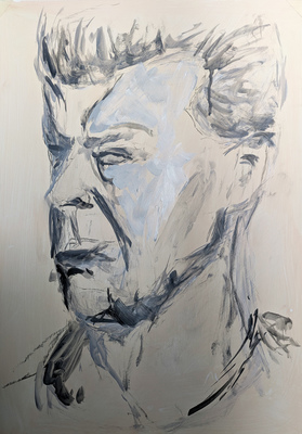Male Model Portrait in Oil Paint (Henk), work in progress