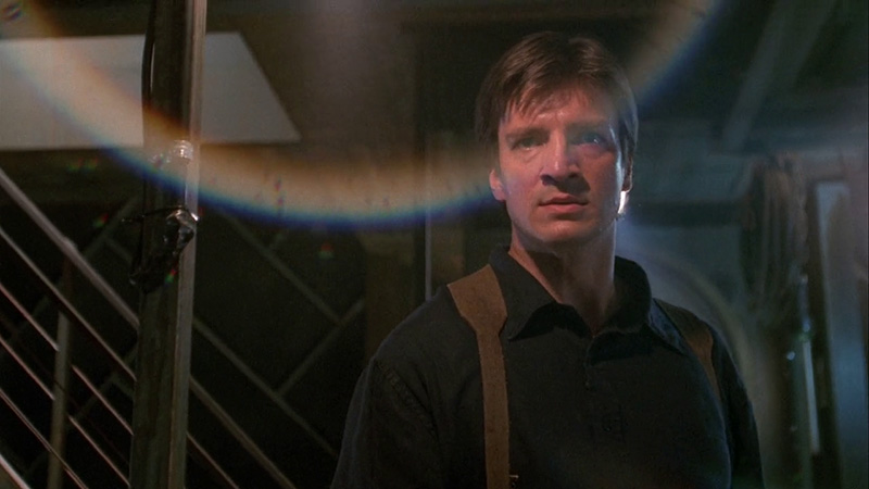 Screencapture of Nathan Fillion as Malcolm Reynolds in the episode “The Message”